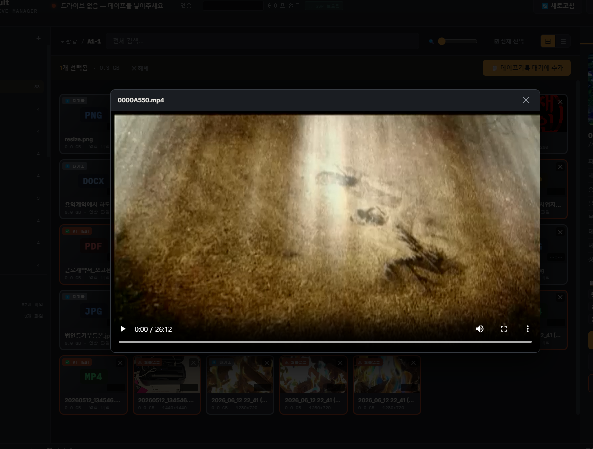 TapeVault built-in video player